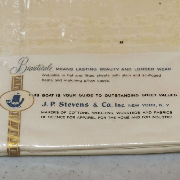 NWD Vtg Stevens Beauticale Cotton 200 Thread (2) Cream Pillow Cases 42 x 38.5 - Picture 6 of 11